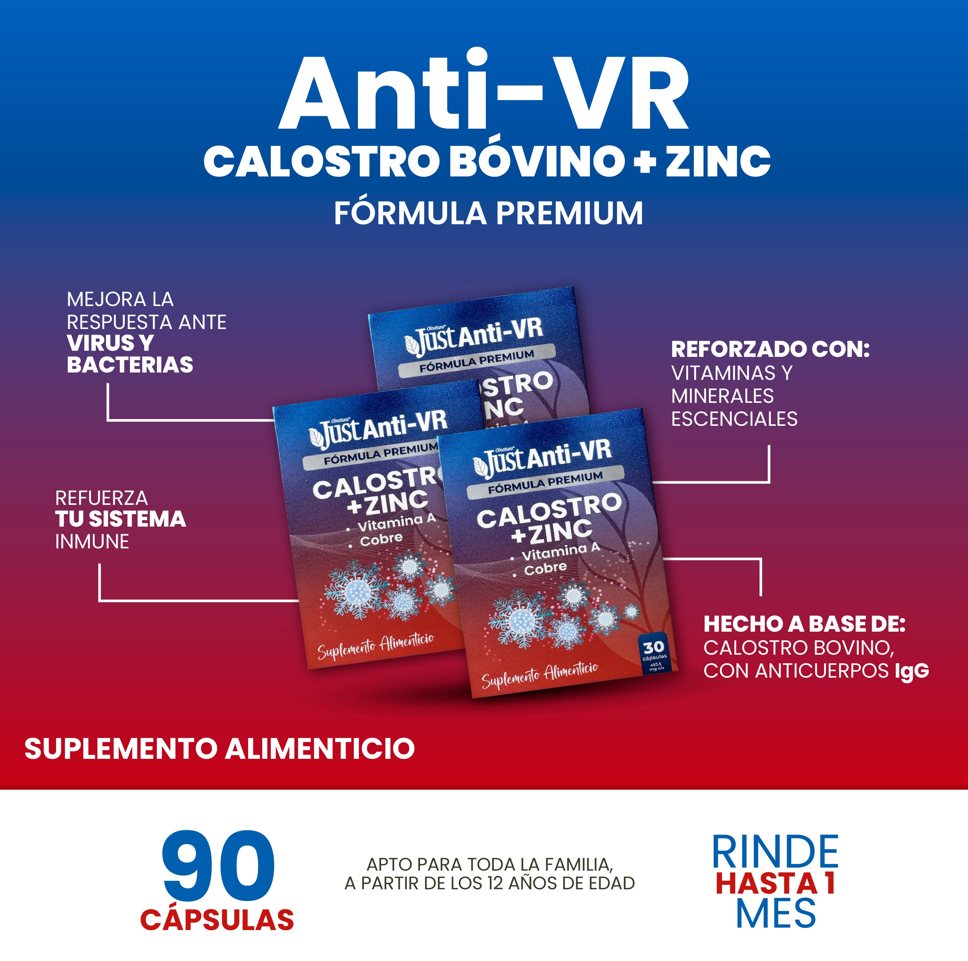 Olnatura Just Calostro Bovino 90 Cápsulas - REFUERZA TU SISTEMA INMUNE