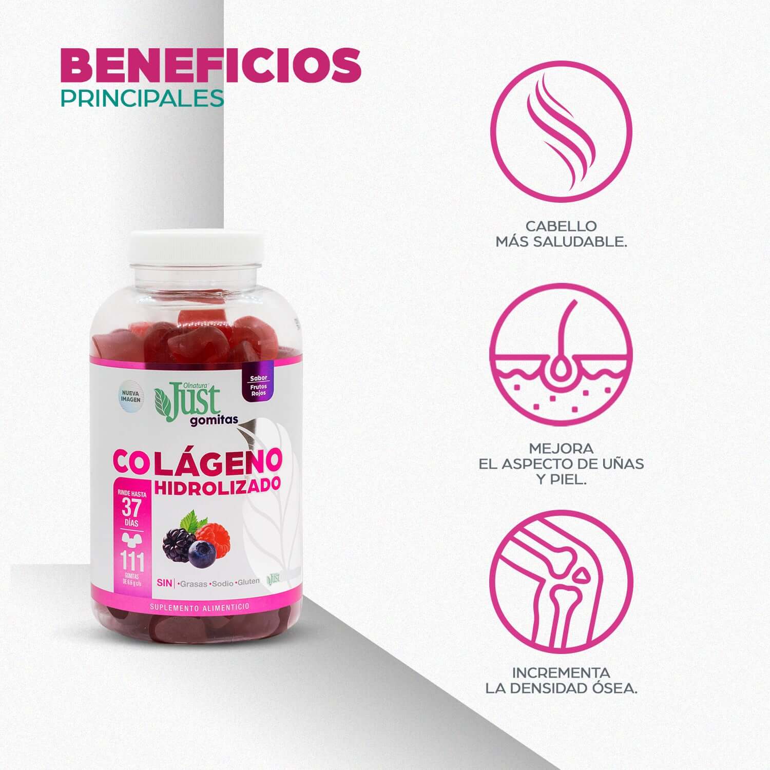 111 Gomitas de Colágeno Hidrolizado 1800 mg-Olnatura Just