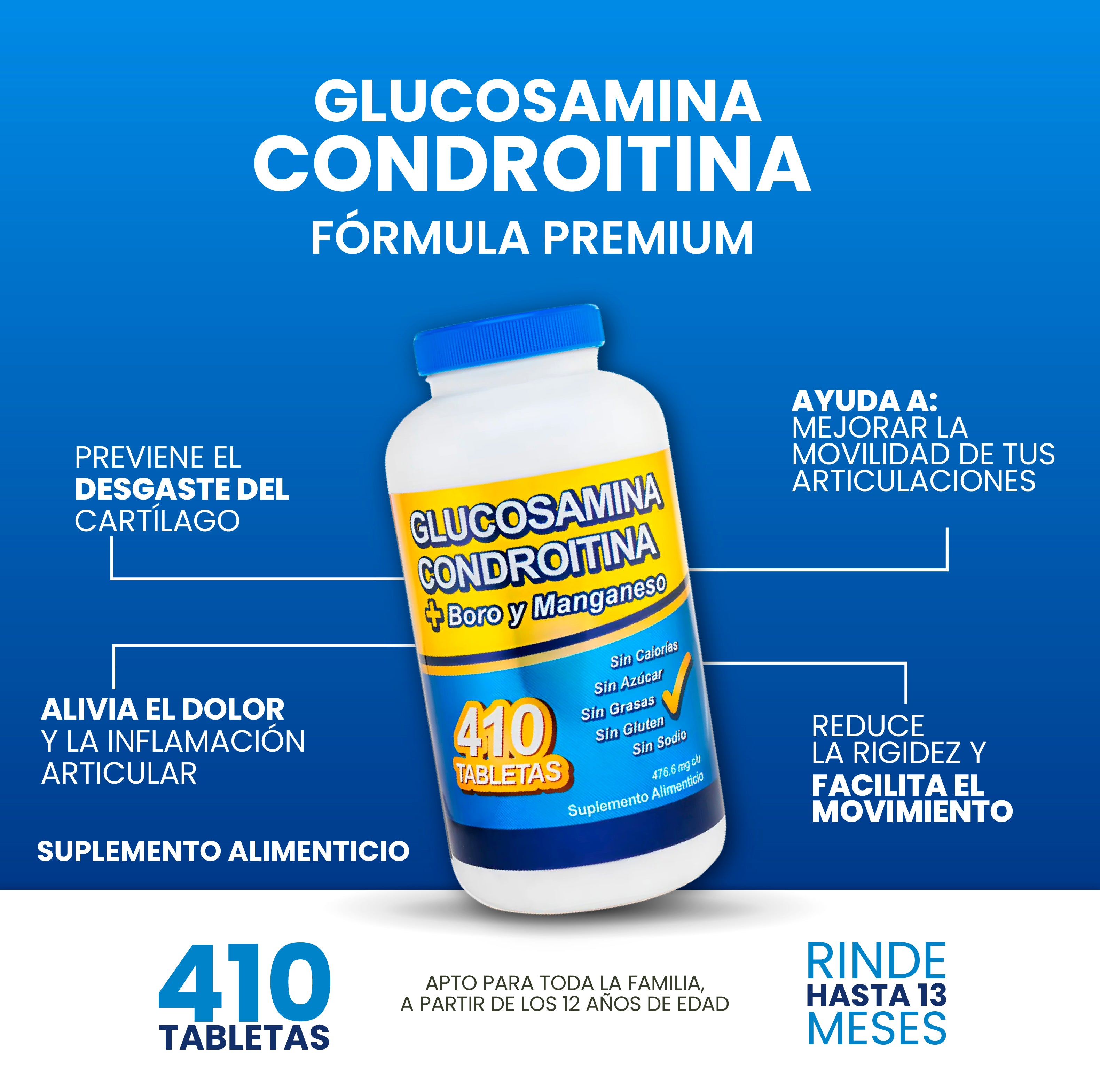Glucosamina Condroitina + Boro y Manganeso 410 Tabletas