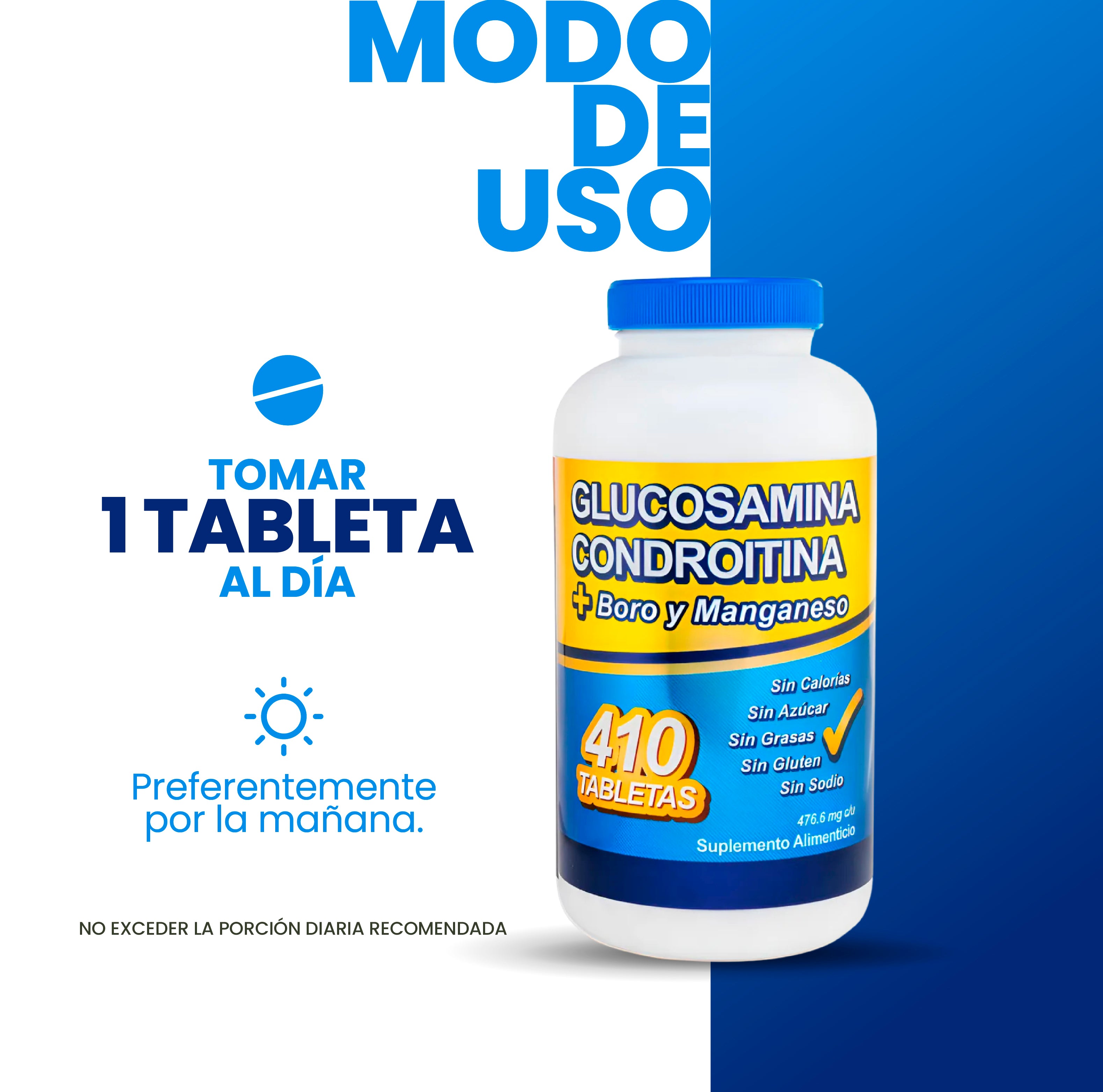 Glucosamina Condroitina + Boro y Manganeso 410 Tabletas