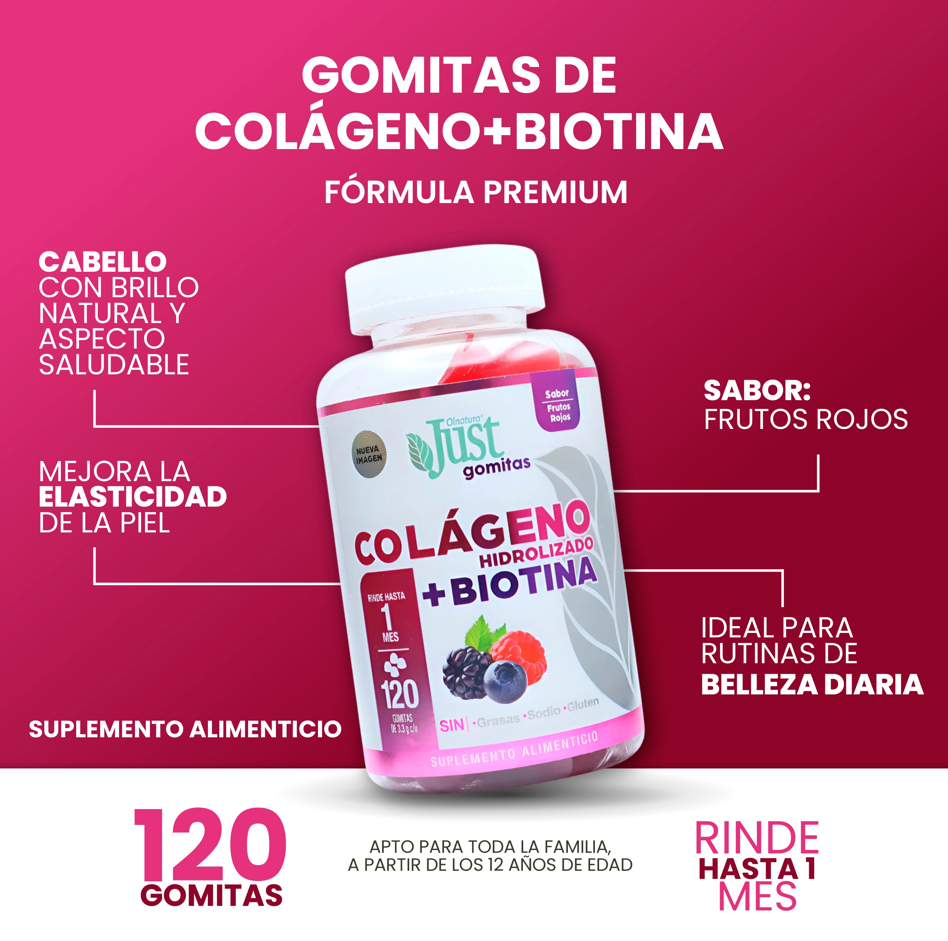 Olnatura Just Colágeno Hidrolizado + Biotina 120 Gomitas