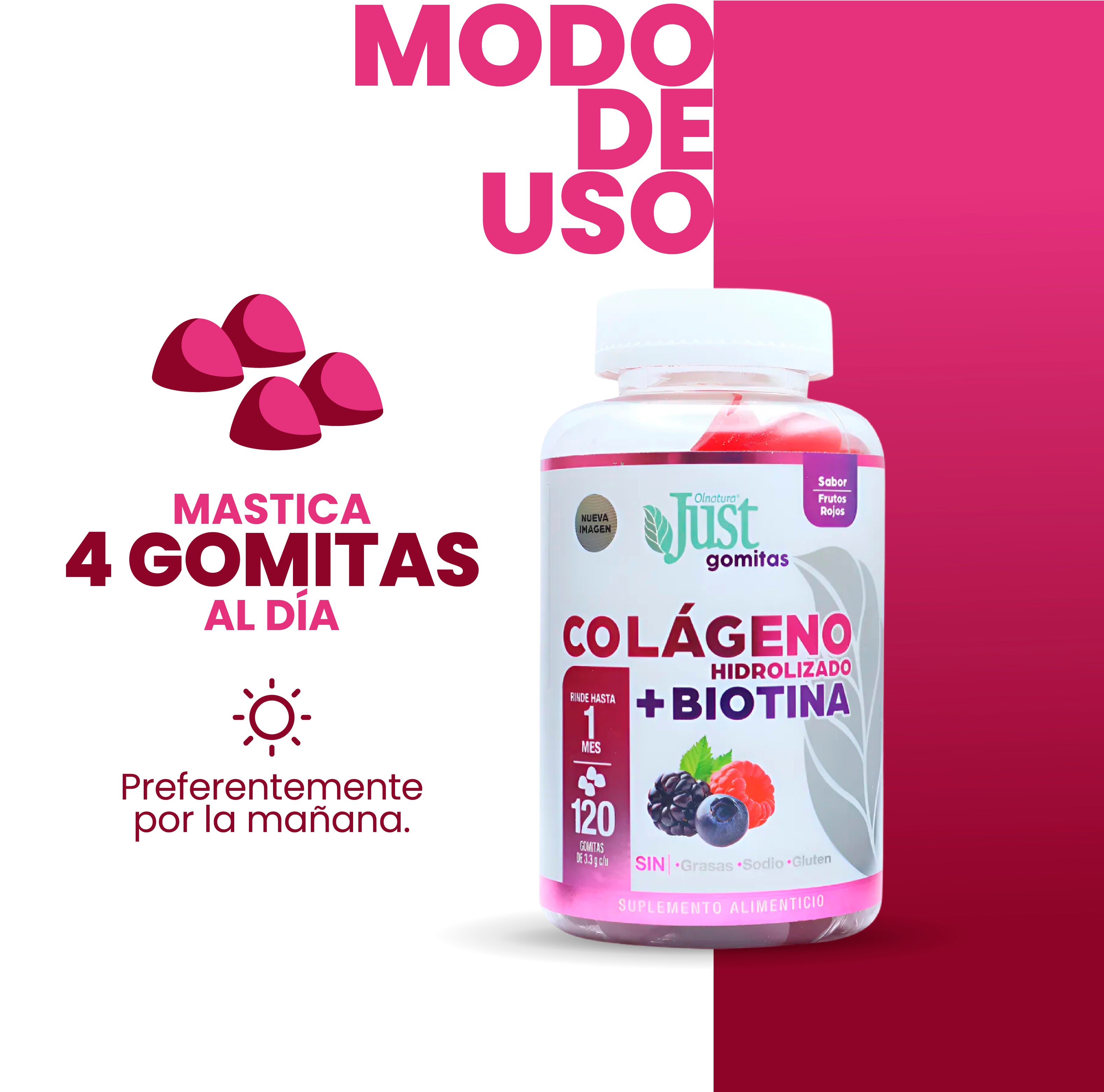 Olnatura Just Colágeno Hidrolizado + Biotina 120 Gomitas