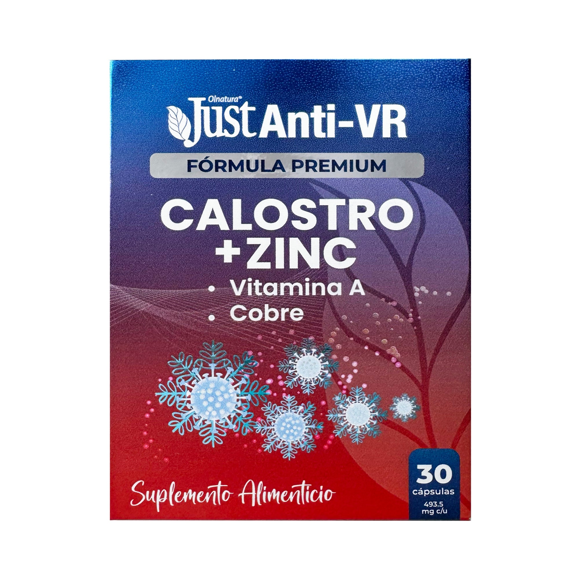 Suplemento Premium Just Anti-VR Calostro + Zinc, Vitamina A y cobre, Refuerza Tu Sistema Inmune, 3 cajas con 30 Cápsulas, Sin Azúcar Ni Sodio.