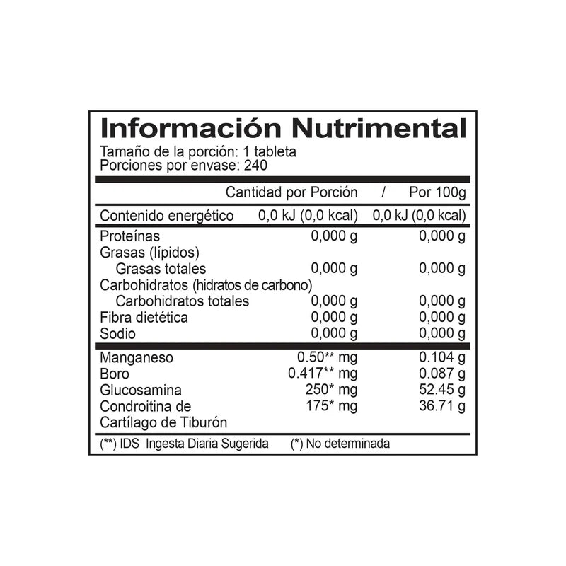 Glucosamina Condroitina de Tiburón + Boro y Manganeso 240 Tabletas-Olnatura Just
