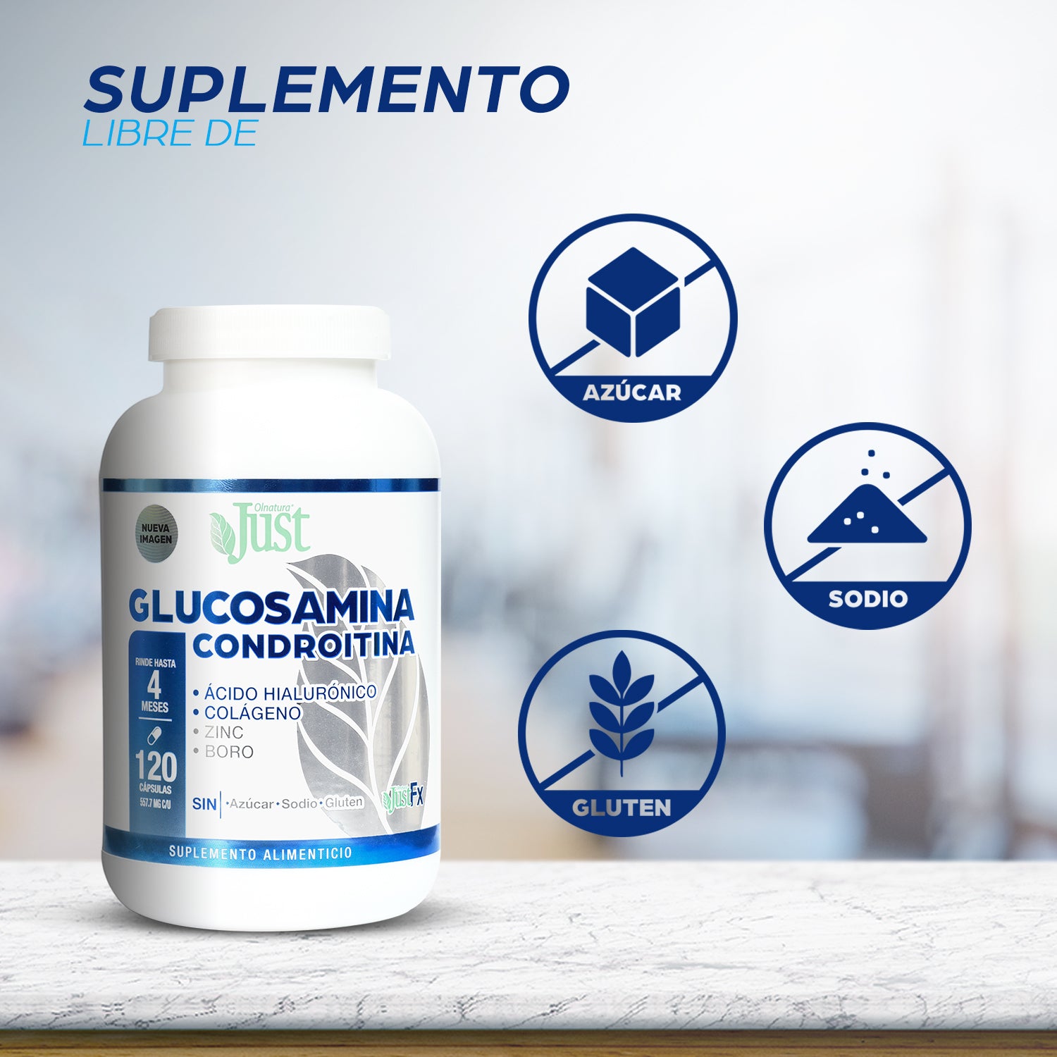 Pack 2 120 Cápsulas de Glucosamina Condroitina JustFx-Olnatura Just