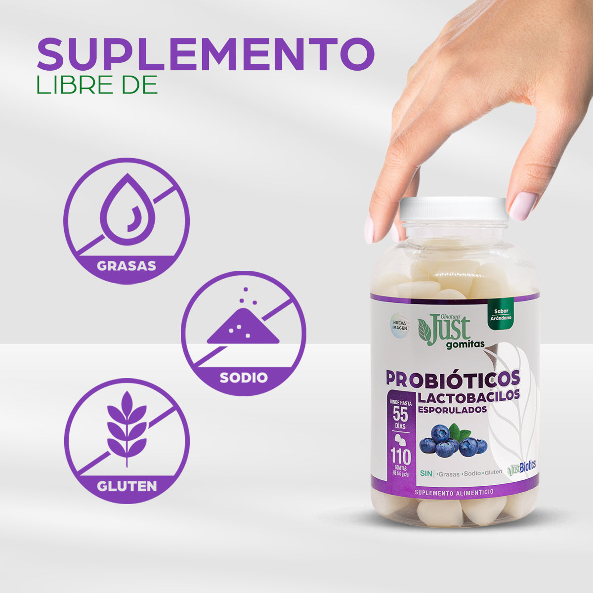110 Gomitas de Probióticos con 110 millones de Lactobacilos-Olnatura Just