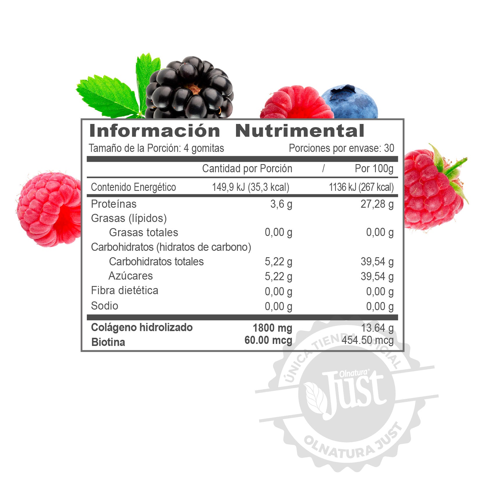 120 Gomitas Colágeno Hidrolizado + Biotina-Olnatura Just