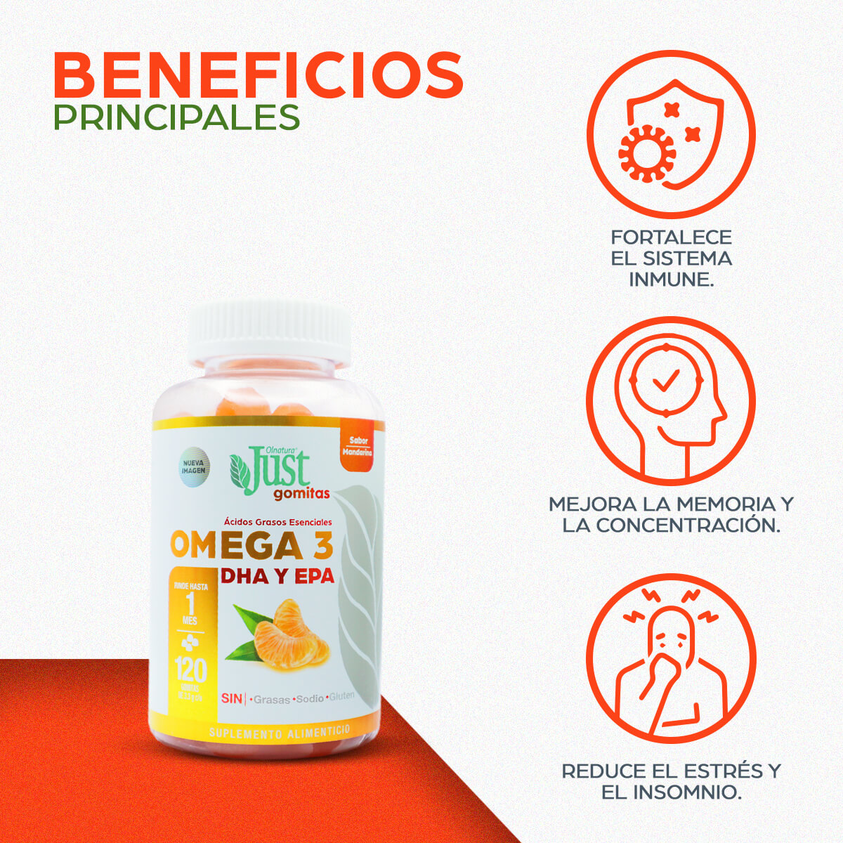 Omega 3 ácidos grasos EPA y DHA 120 Gomitas OUTLET-Suplemento-Olnatura Just