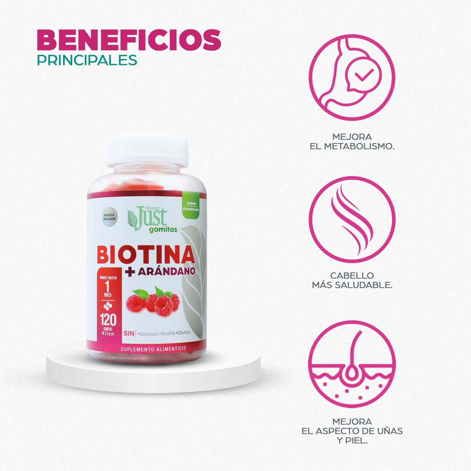 120 Gomitas Biotina + Arándano-Olnatura Just