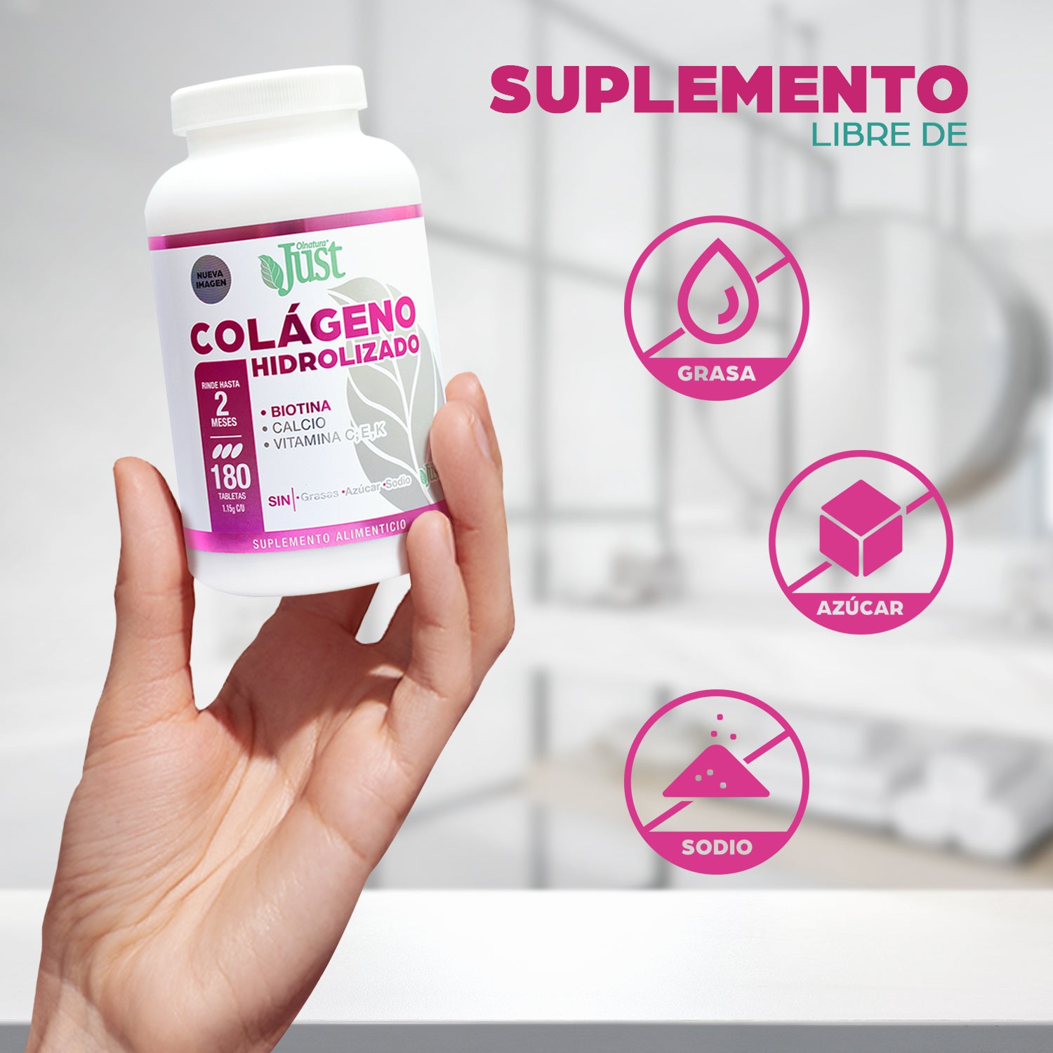 Pack 2 180 Tabletas de Colágeno Hidrolizado + Biotina 1800 mg-Olnatura Just