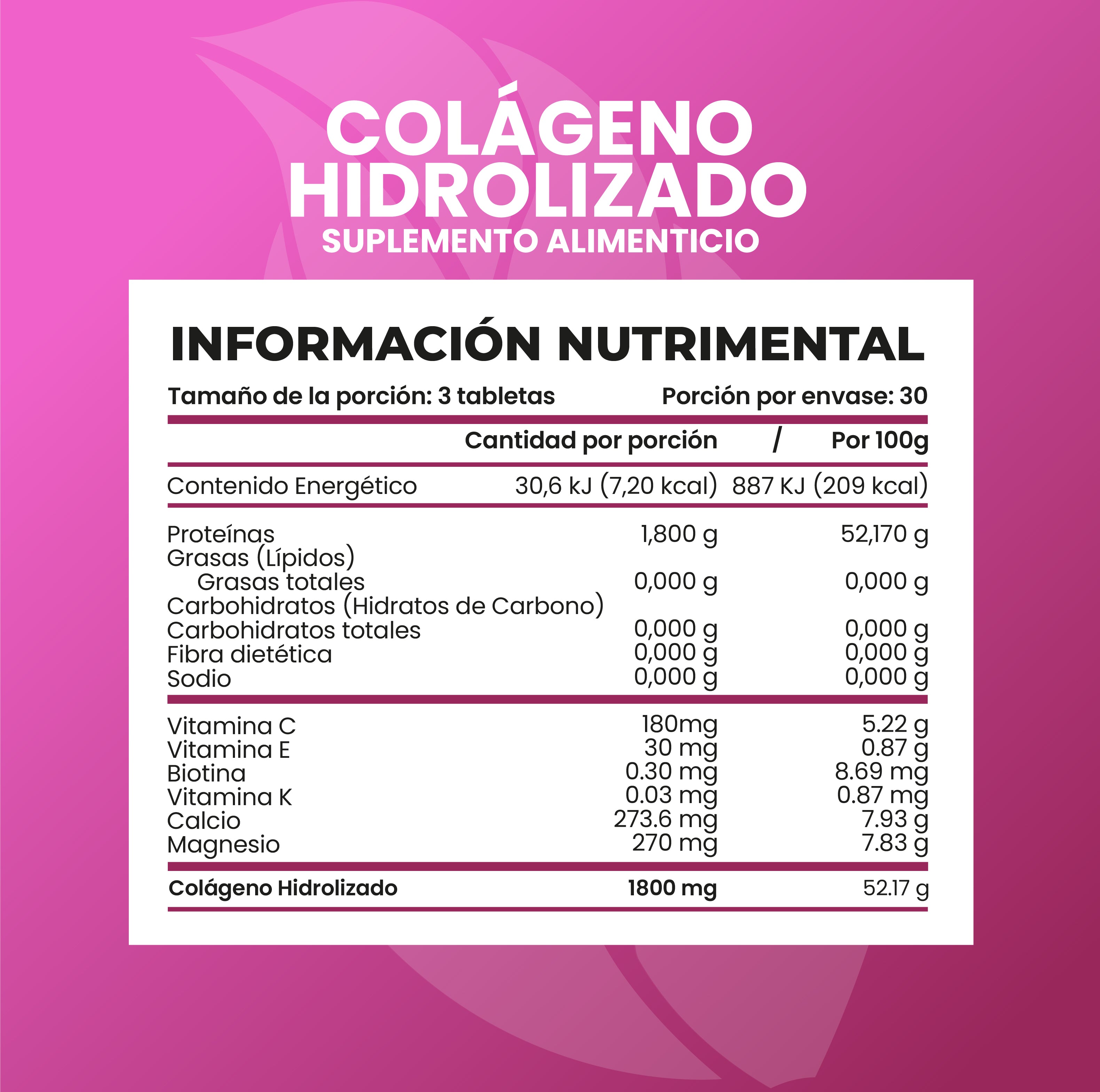 Colágeno Hidrolizado + Biotina - JustCollagen 90 Tabletas 1800 mg