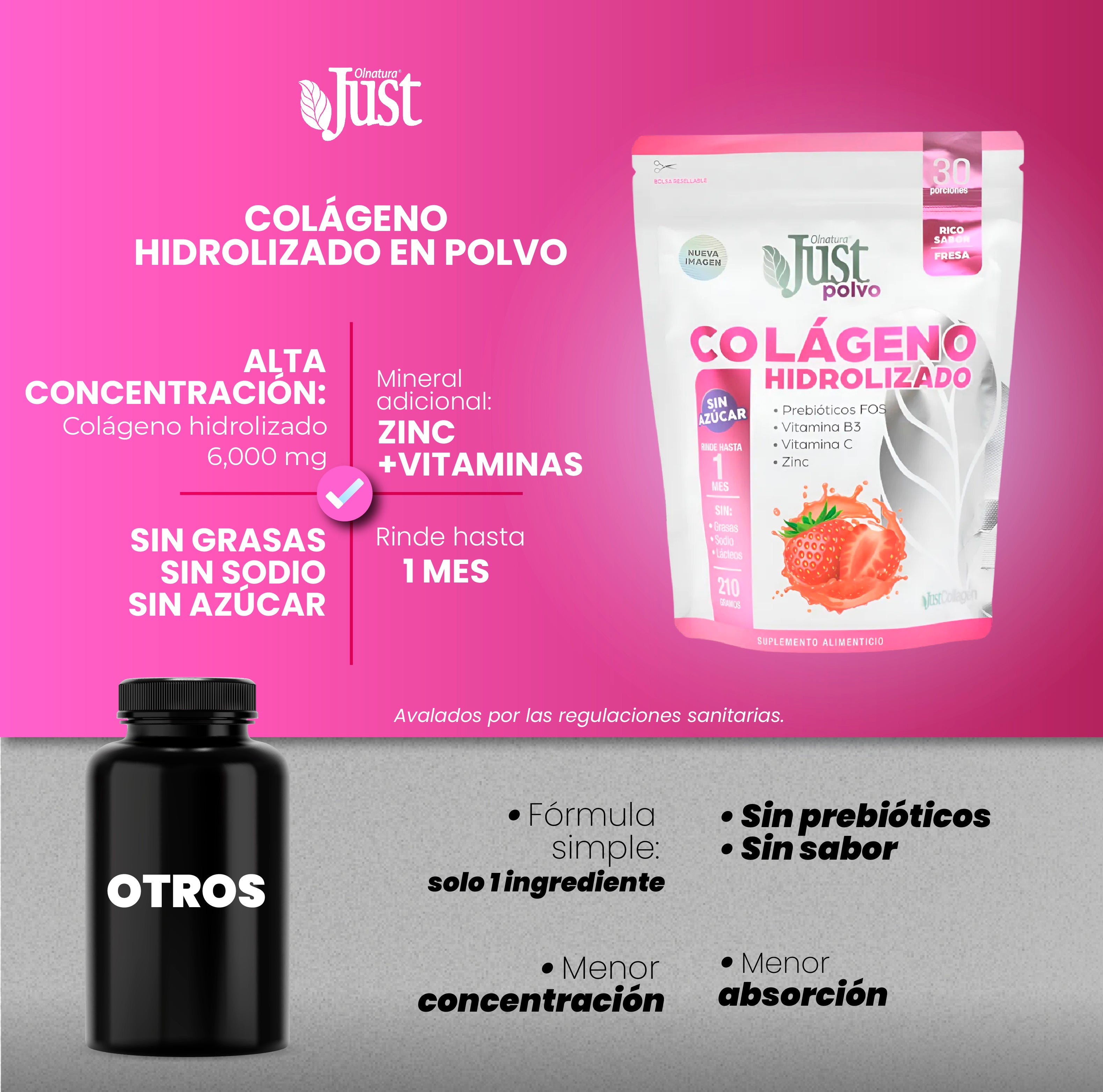Colágeno Hidrolizado en Polvo 210 gramos SIN AZÚCAR