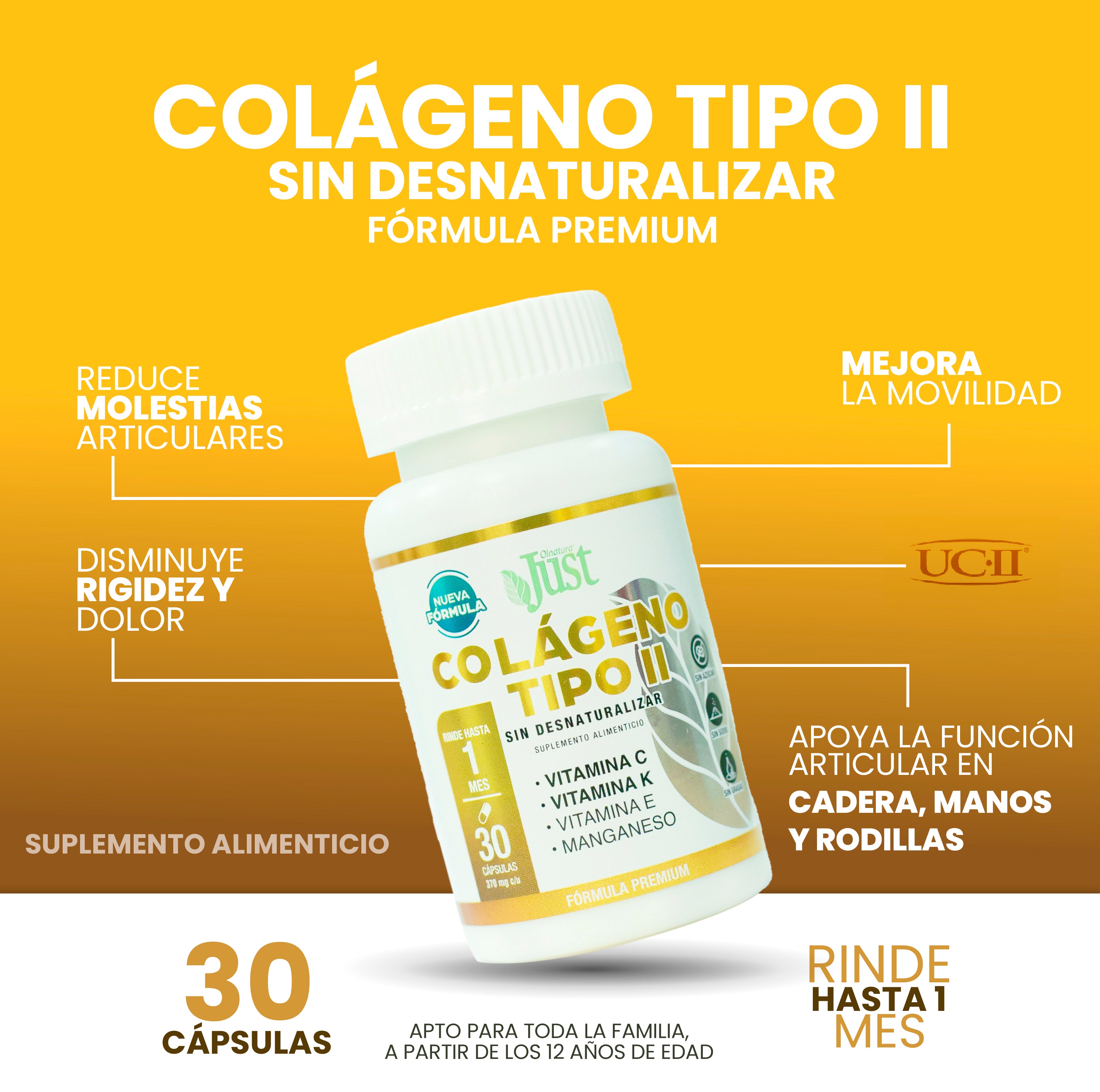 Colágeno Tipo 2 + Vitamina E y Manganeso 30 Cápsulas