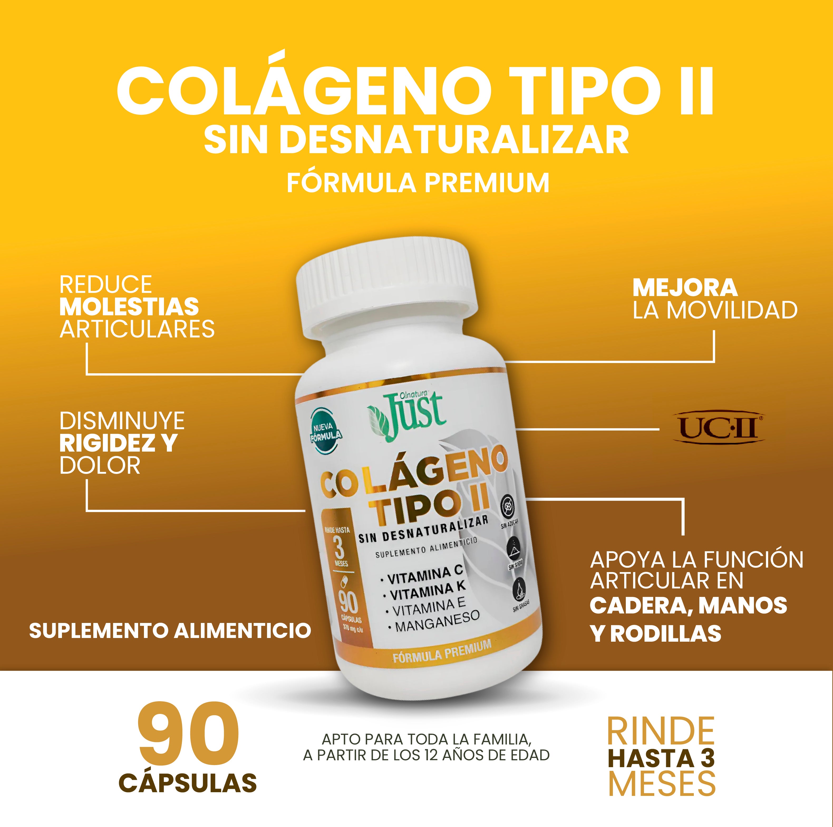 Colágeno Tipo 2 + Vitamina E y Manganeso 90 Cápsulas