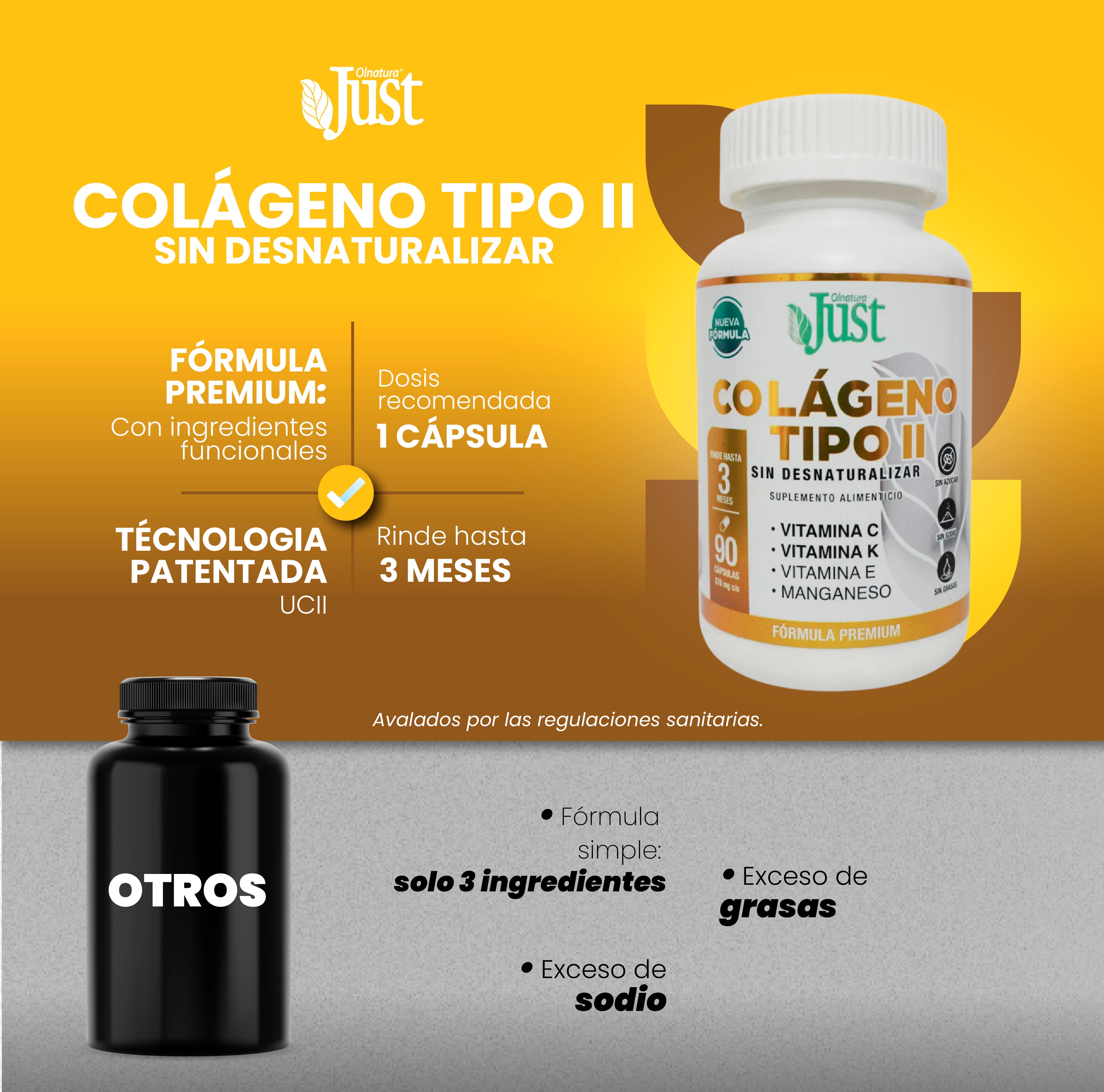 Colágeno Tipo 2 + Vitamina E y Manganeso 90 Cápsulas