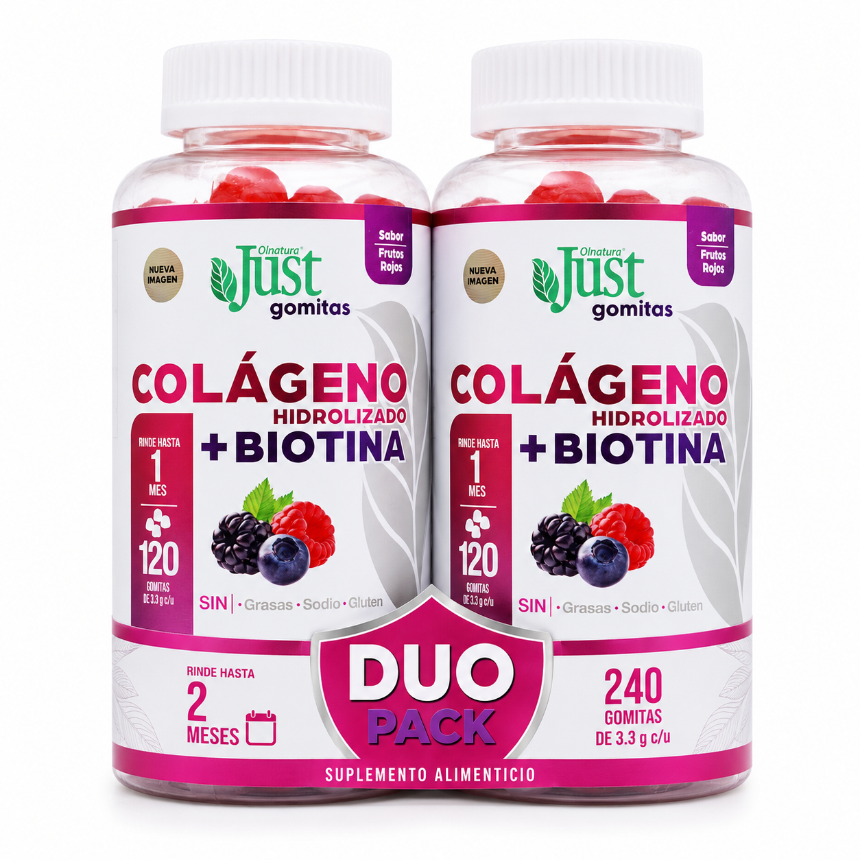2 Frascos de Colágeno Hidrolizado + Biotina 240 Gomitas