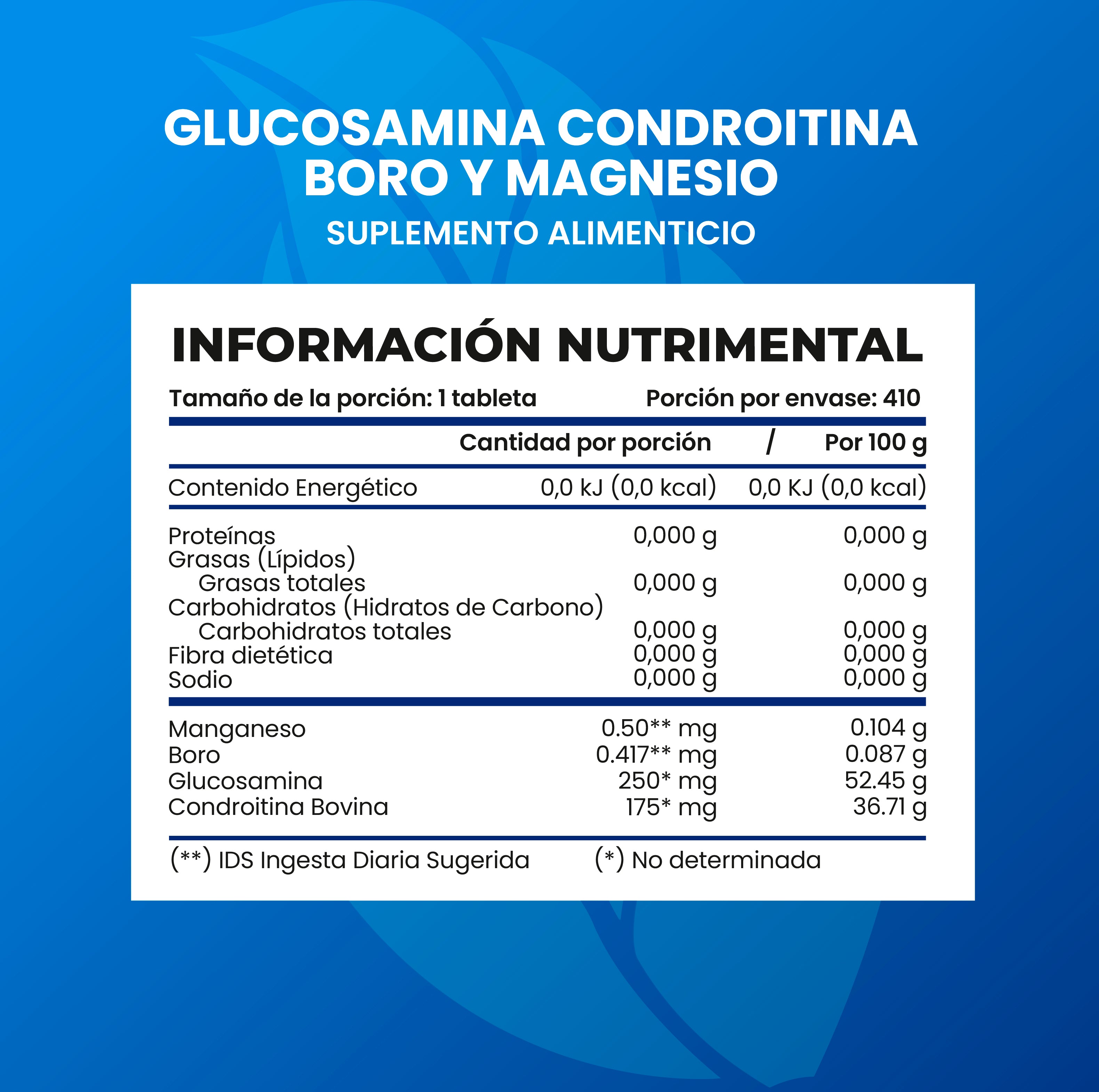 Glucosamina Condroitina + Boro y Manganeso 410 Tabletas