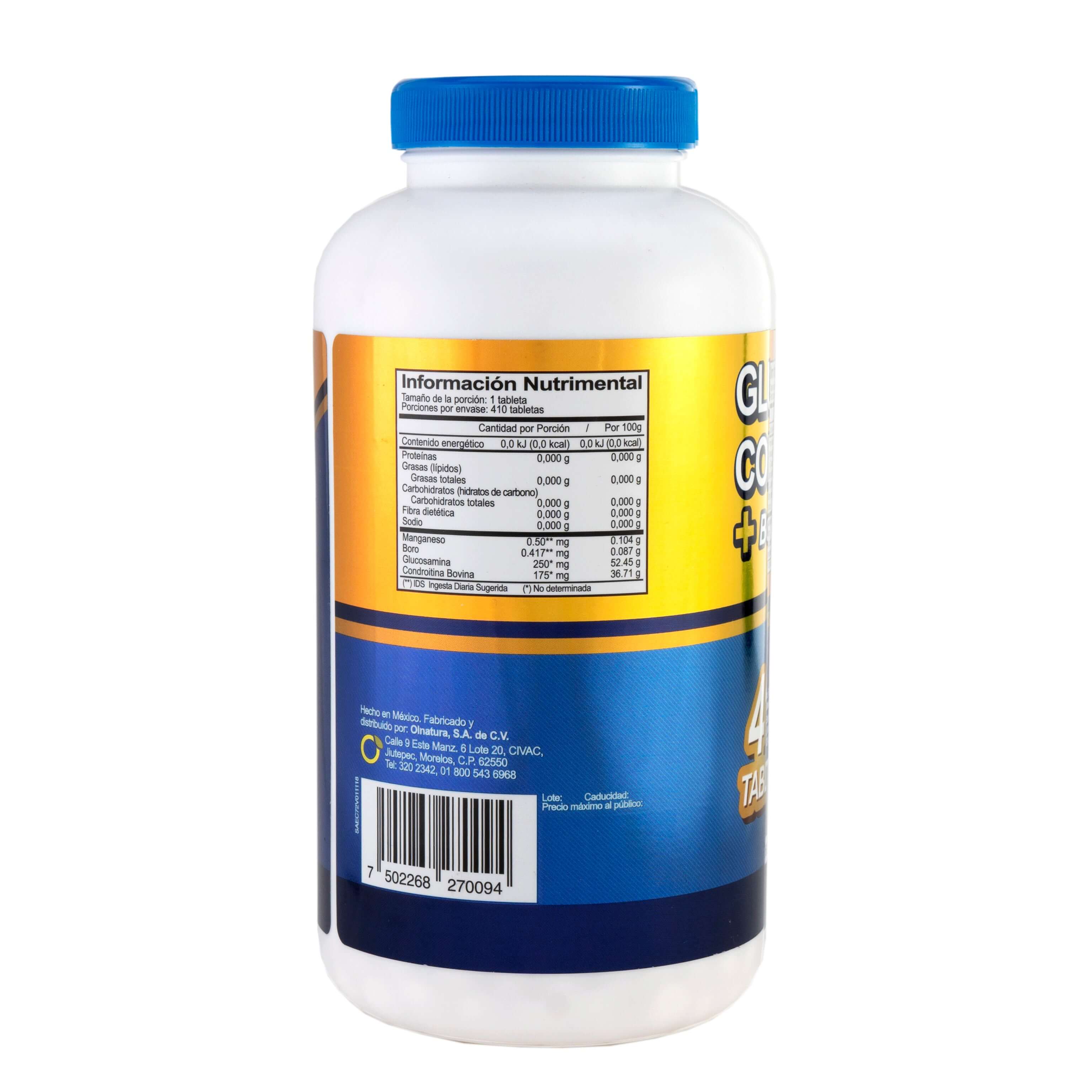 Glucosamina Condroitina + Boro y Manganeso 410 Tabletas-Olnatura Just