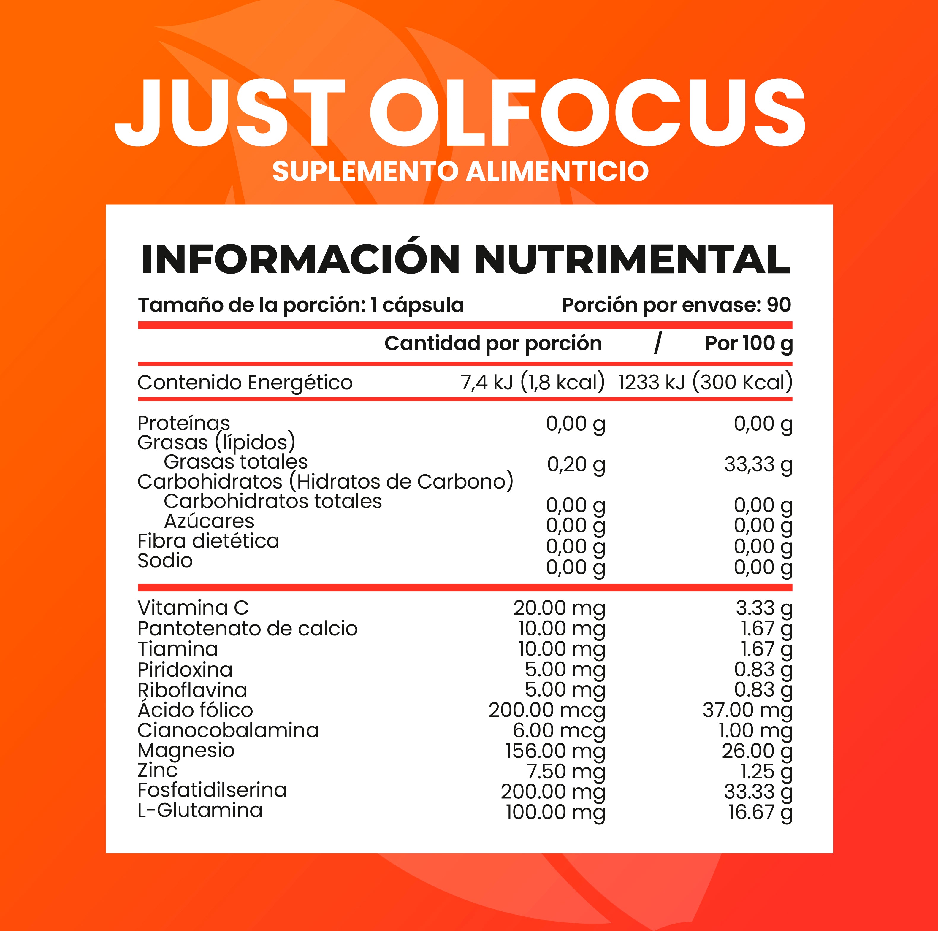 JustOlfocus Glutamina en cápsulas 90