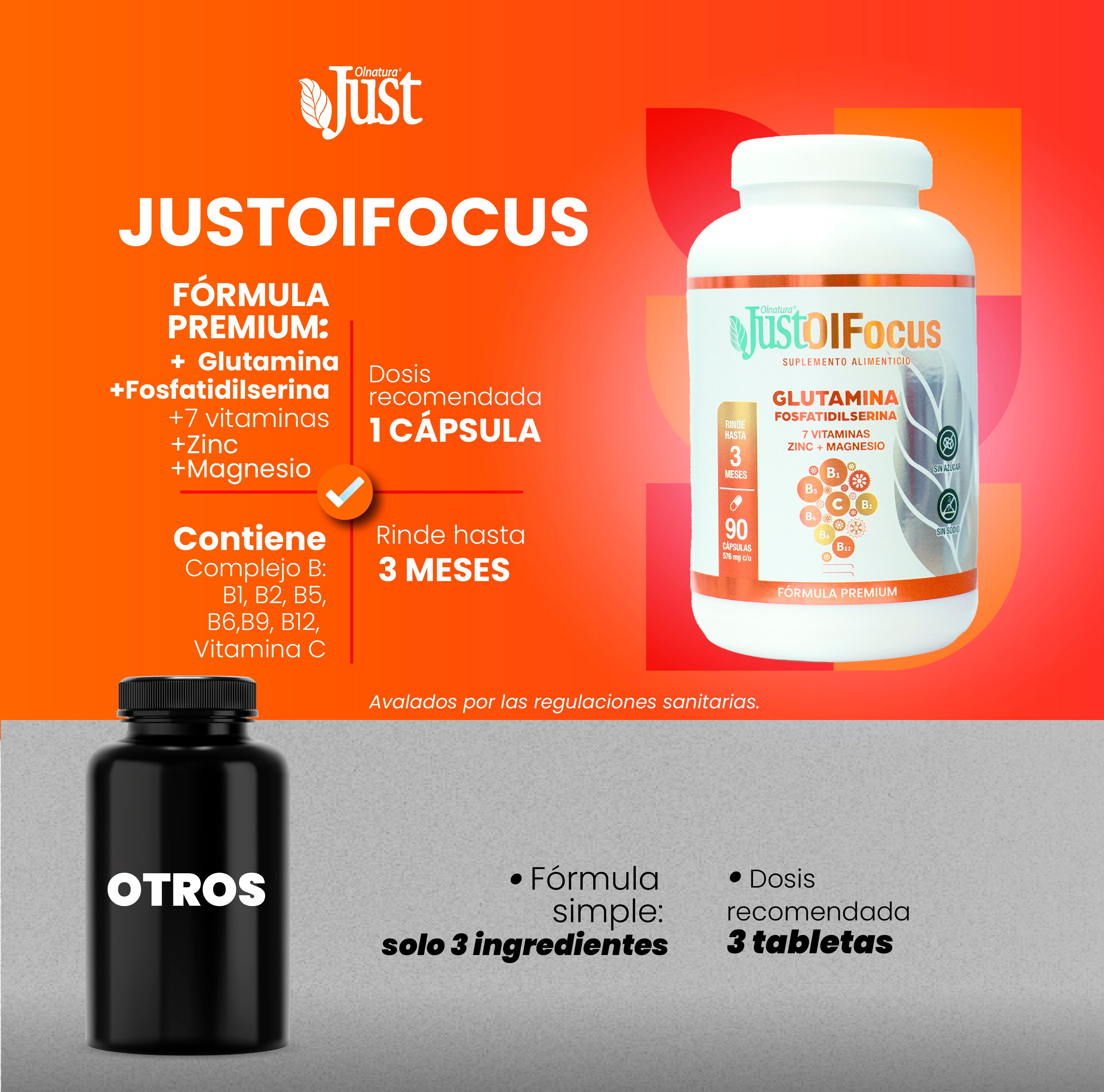 JustOlfocus Glutamina en cápsulas 90