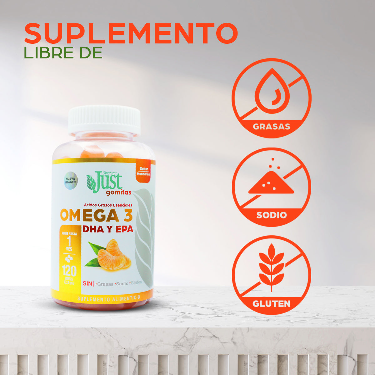 Omega 3 ácidos grasos EPA y DHA 120 Gomitas OUTLET-Suplemento-Olnatura Just