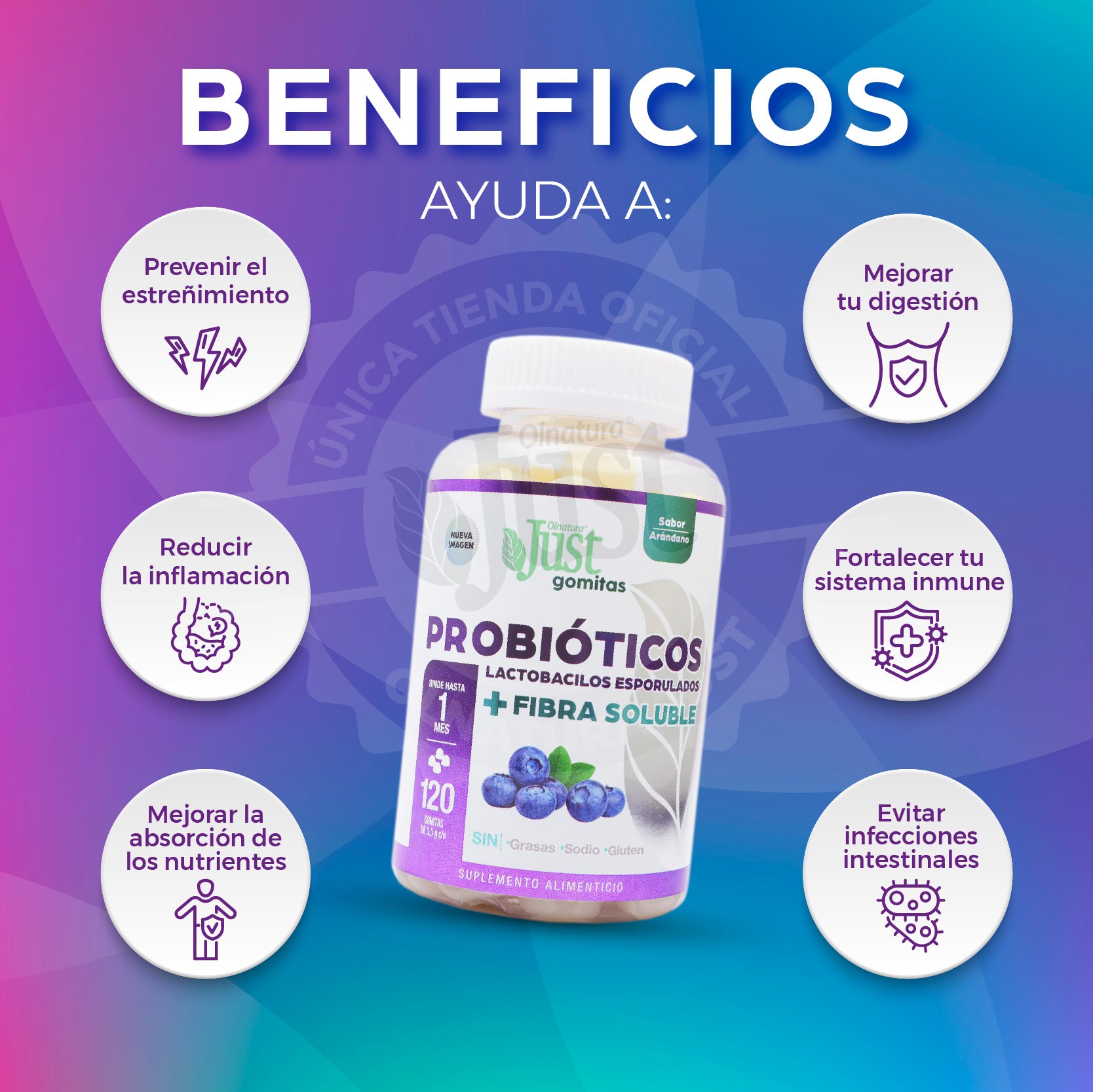 120 Gomitas Probióticos + Fibra Soluble-Olnatura Just